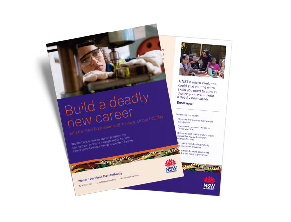 NETM flyers promoting 'Build a deadly new career'