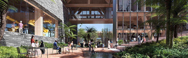 Artist render of Second Building courtyard