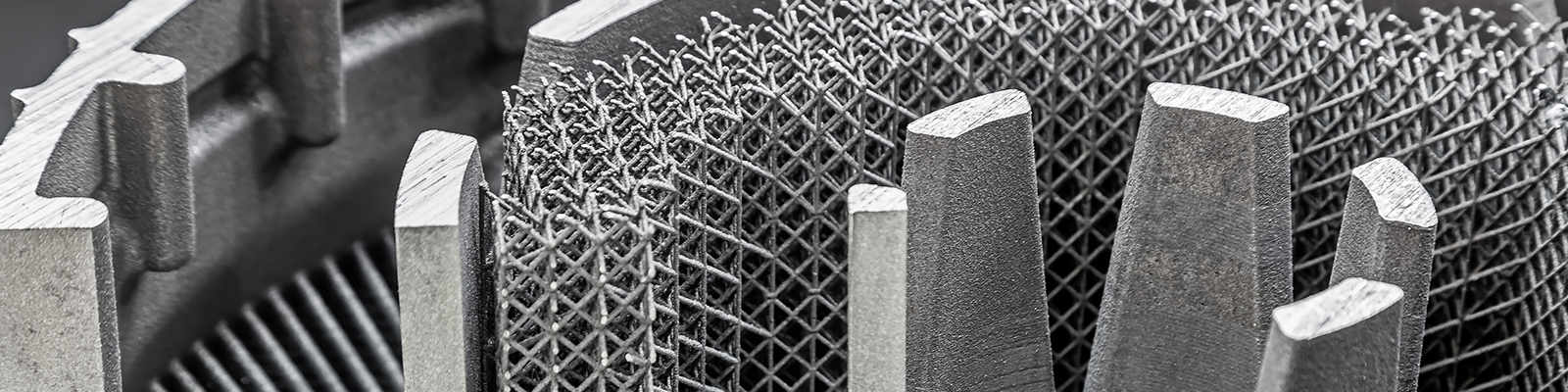 Close up view of machined metal part created by additive manufacturing